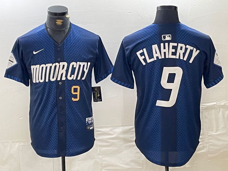 Men Detroit Tigers #9 Flaherty Blue City Edition Nike 2024 MLB Jersey style 4